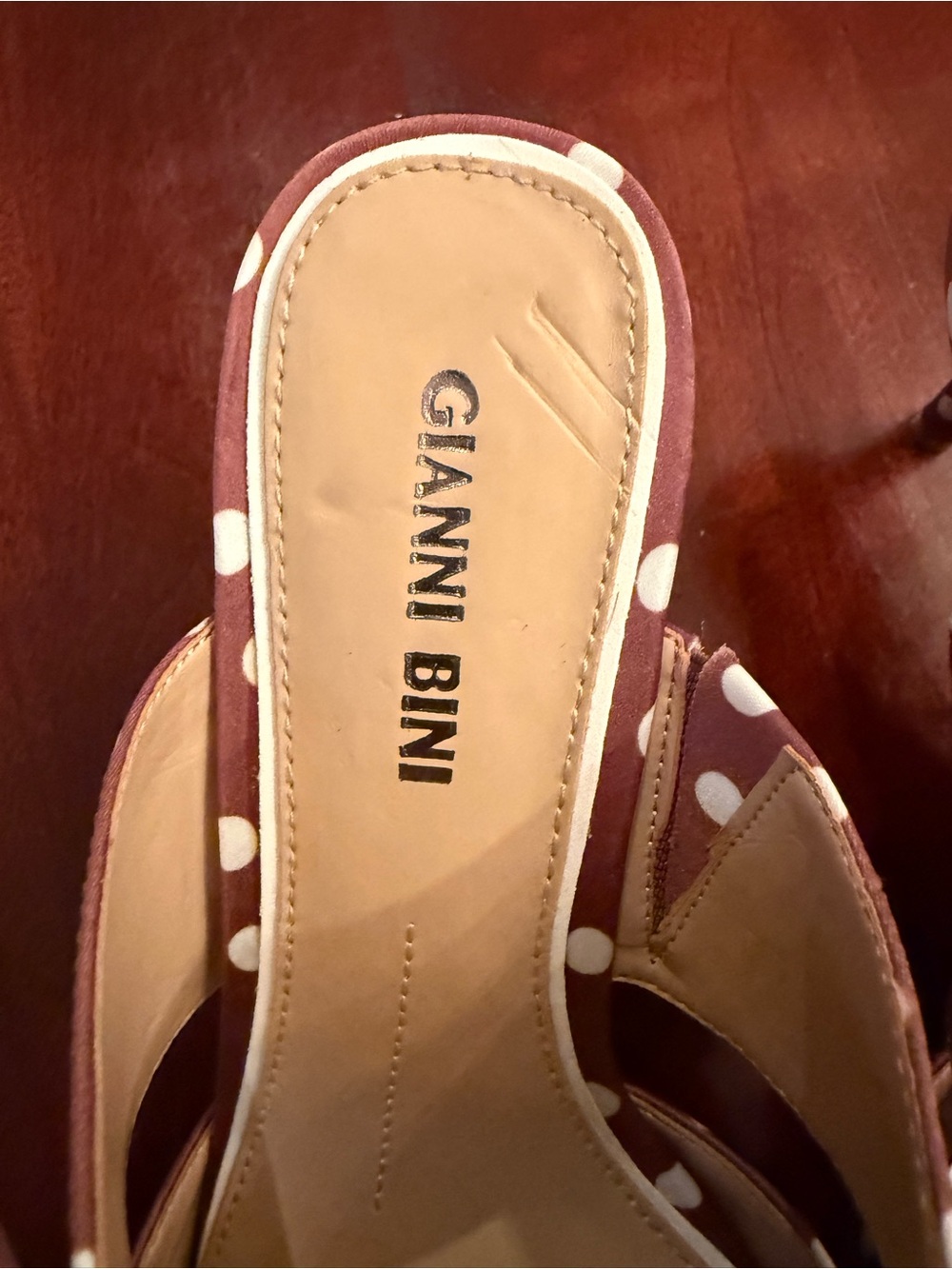 Gianni Bini Polka Dot Bow-Accent Kitten Heels - Brown/White - Picture 6 of 8